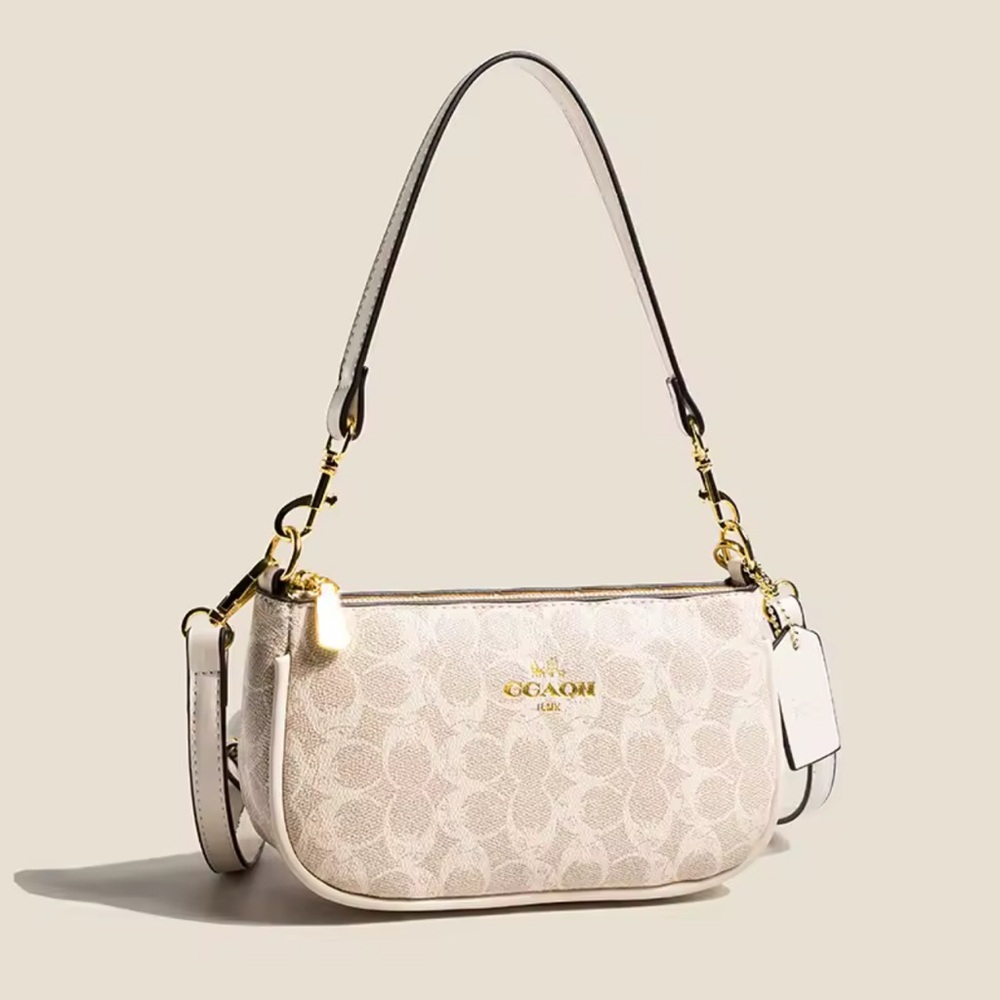 Coach Cream and Gold Shoulder Bag